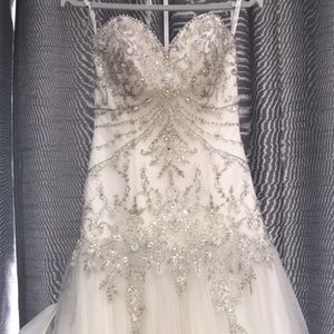 Beautiful tulle with train wedding dress